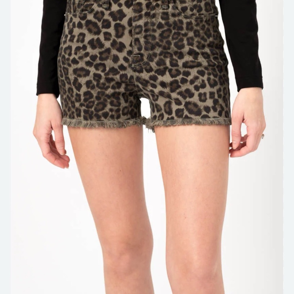 Good American Leopard Print Jean Shorts Size 10